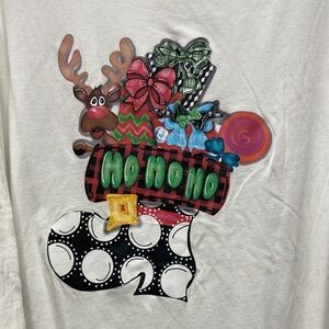 Woman Within size 4X Holiday Reindeer HO HO HO Christmas‎ T-Shirt - Multicolor